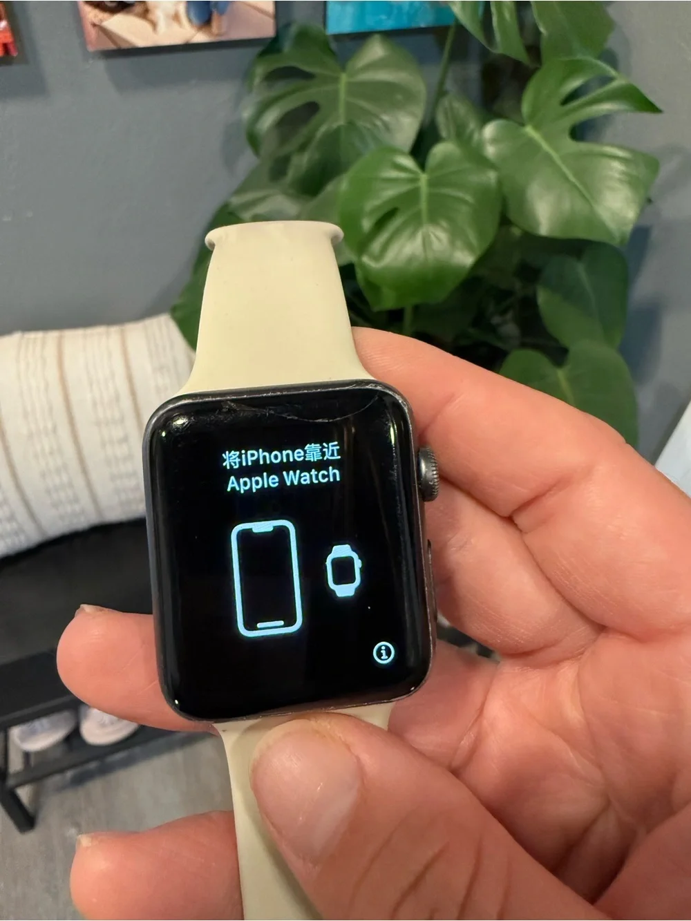 Apple Watch with Cream Silicone Sport Band + Charger